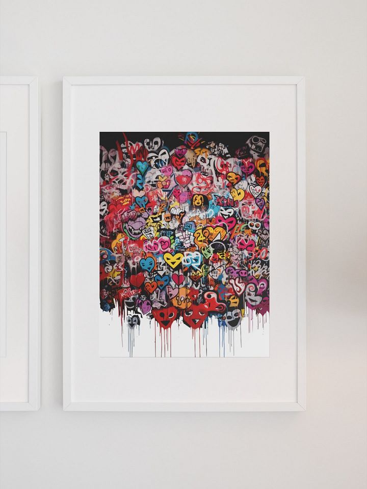 Eclectic Pop Art Hearts Graffiti Canvas, Emotive Urban Street Art Print, Contemporary Wall Art for Modern Home, Love Themed Artistic Decor product image (1)