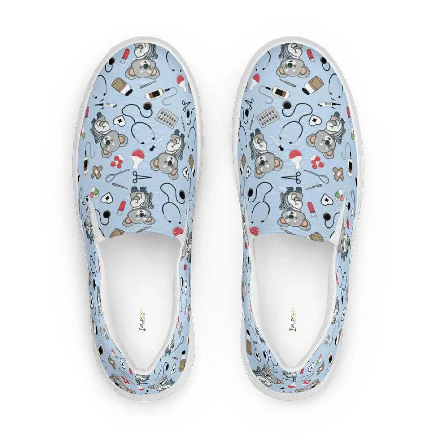 Cute Medical Koala Slip-On Canvas Shoes (Blue) product image (5)