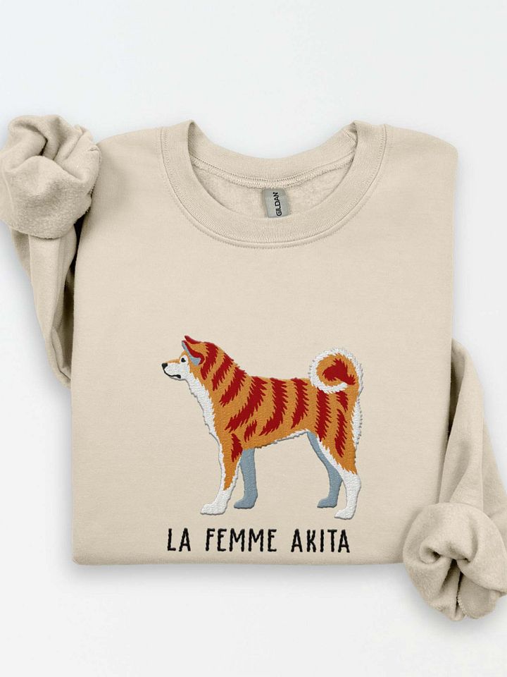 La Femme Akita Sweatshirt (Embroidered) of a Japanese Akita Inu(Brindle) product image (1)