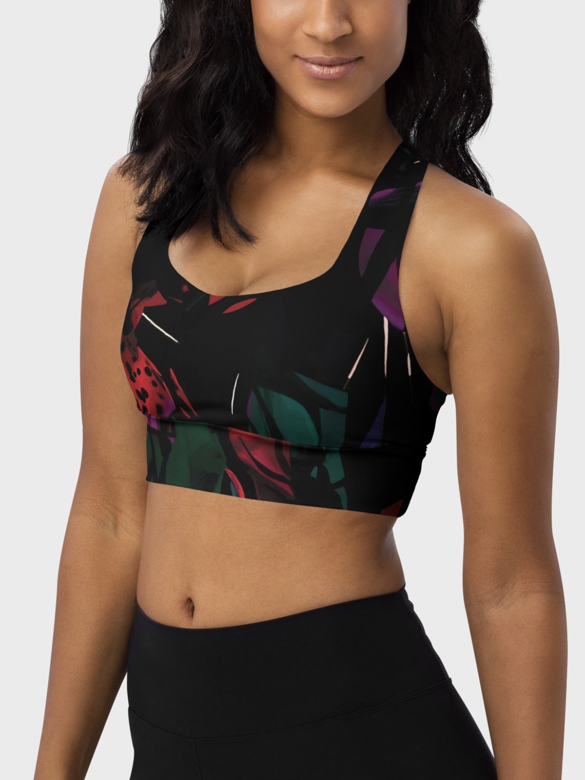 Hight Impact Sport Bra "Blosoom At Midnight" product image (1)