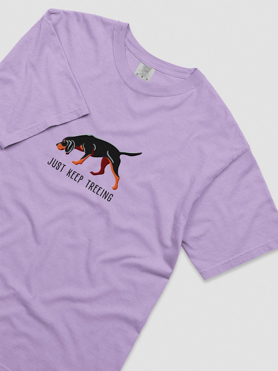 Just Keep Treeing T-Shirt(Embroidered) of a Black & Tan Coonhound product image (45)