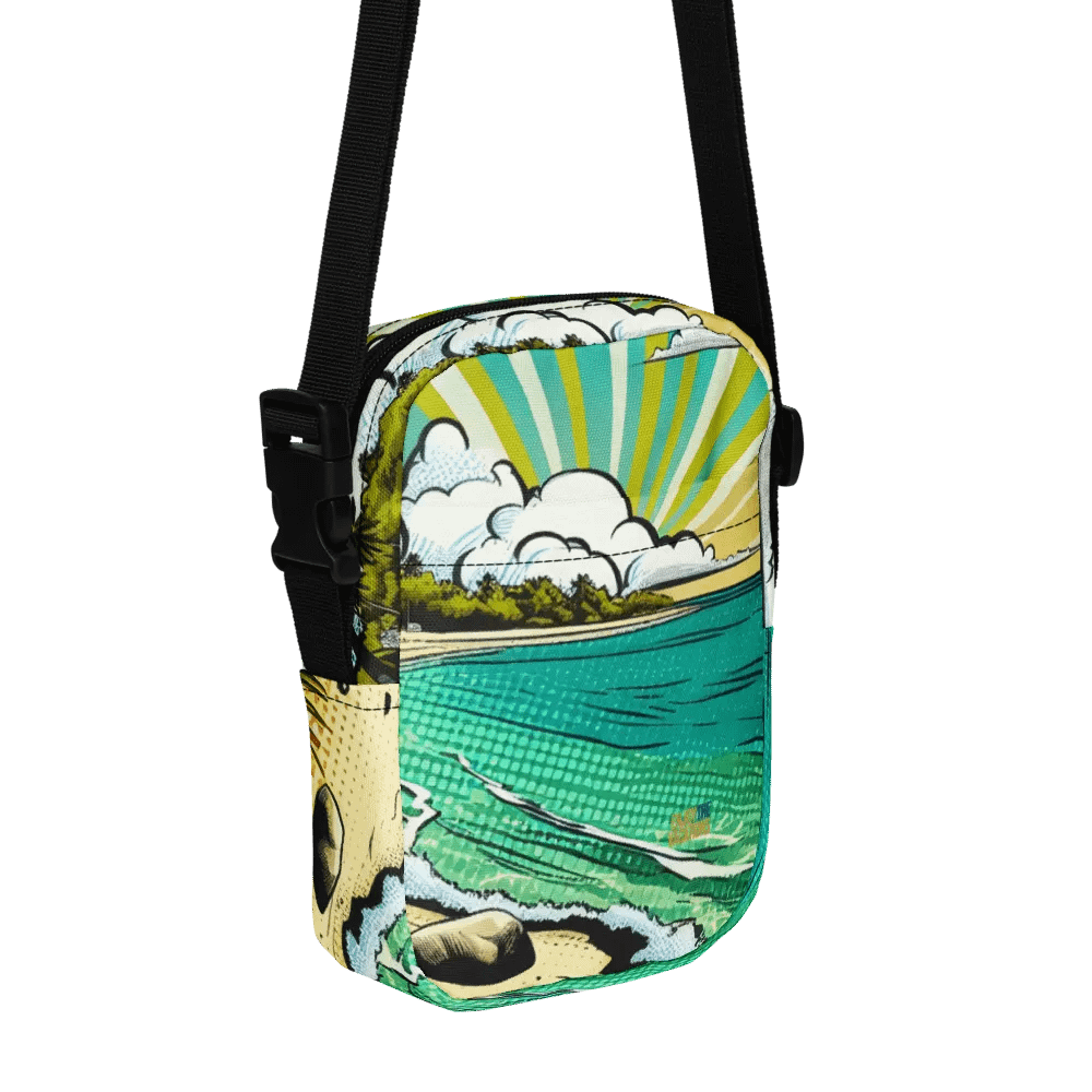 All-Over Print Utility Crossbody Bag | AI Design Zanzibar beach product image (4)