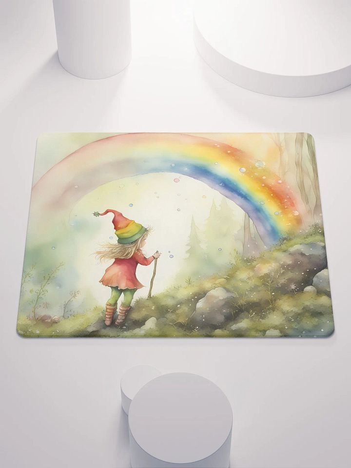 Little Elf Talking to the Rainbow, Gaming Mouse Pad, 2 Sizes product image (1)