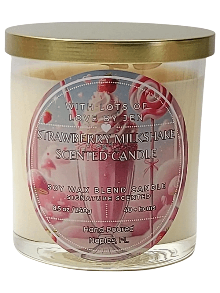 With Lots Of Love By Jen Strawberry Milkshake Scented Candle product image (1)