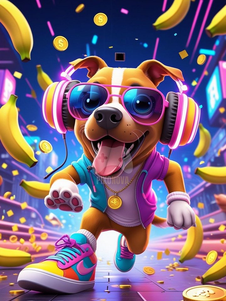 Pixel Party Parade – Track 1: Banana Beat Bounce (Dog Mascot Edition) | 896x1344 px | 4 Variations | PNG + PDF product image (1)