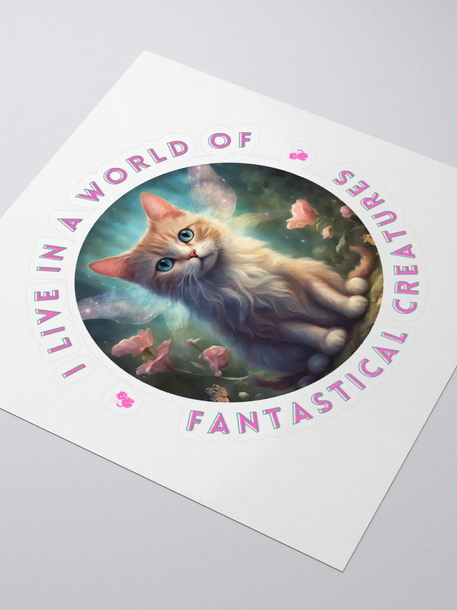I Live in a World of Fantastical Creatures Kitten Stickers product image (7)