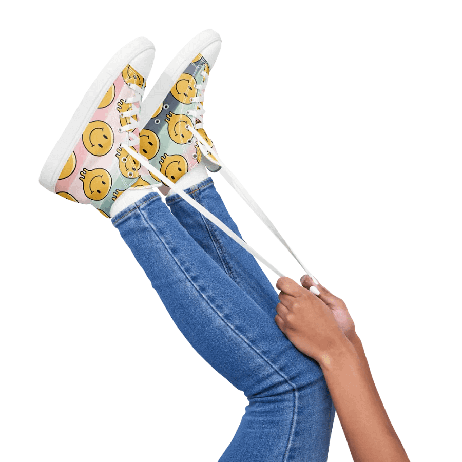 'Happy Face' Women's Handmade High Top Canvas Shoes product image (3)