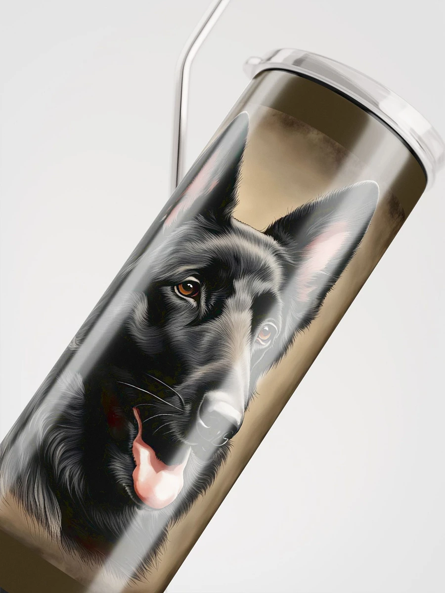 Black German Shepherd Stainless Steel Tumbler With Straw product image (6)