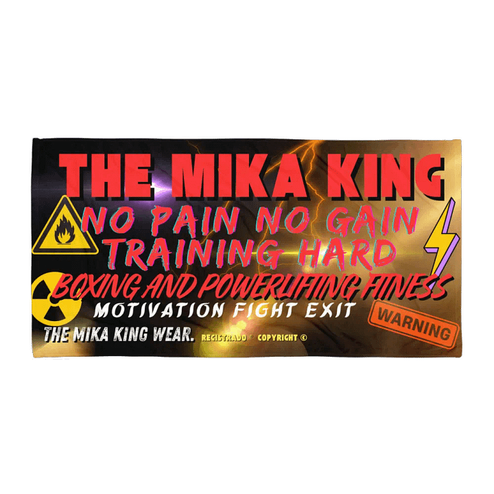 Toalla sublimada para gimnasio deportes fitness boxeo The Mika King No Pain No Gain Training Hard. product image (1)