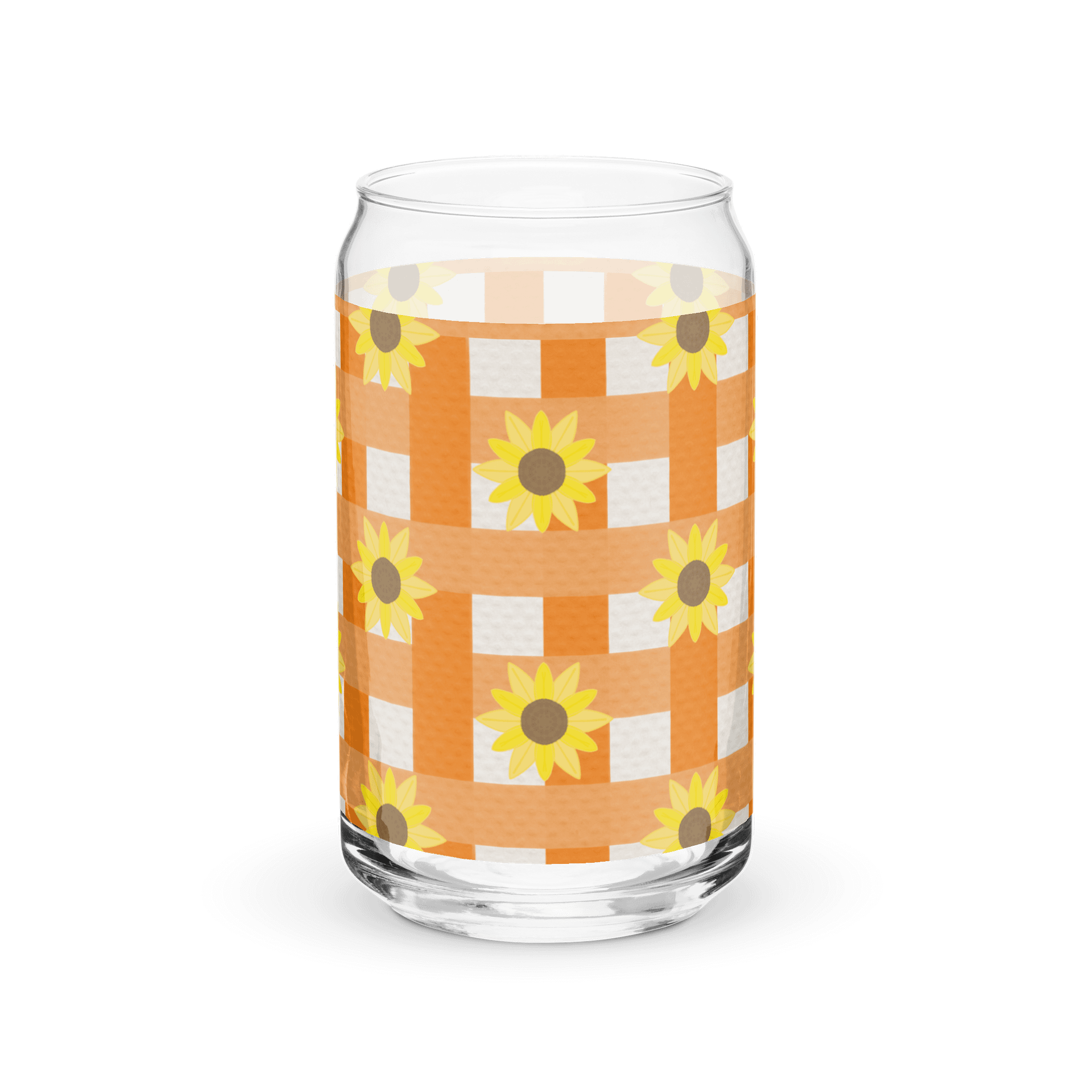Sunflower Gingham- Orange Background Glass Tumbler product image (2)