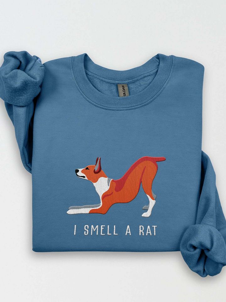 I Smell a Rat Sweatshirt (Embroidered) of a Rat Terrier(Red) product image (1)