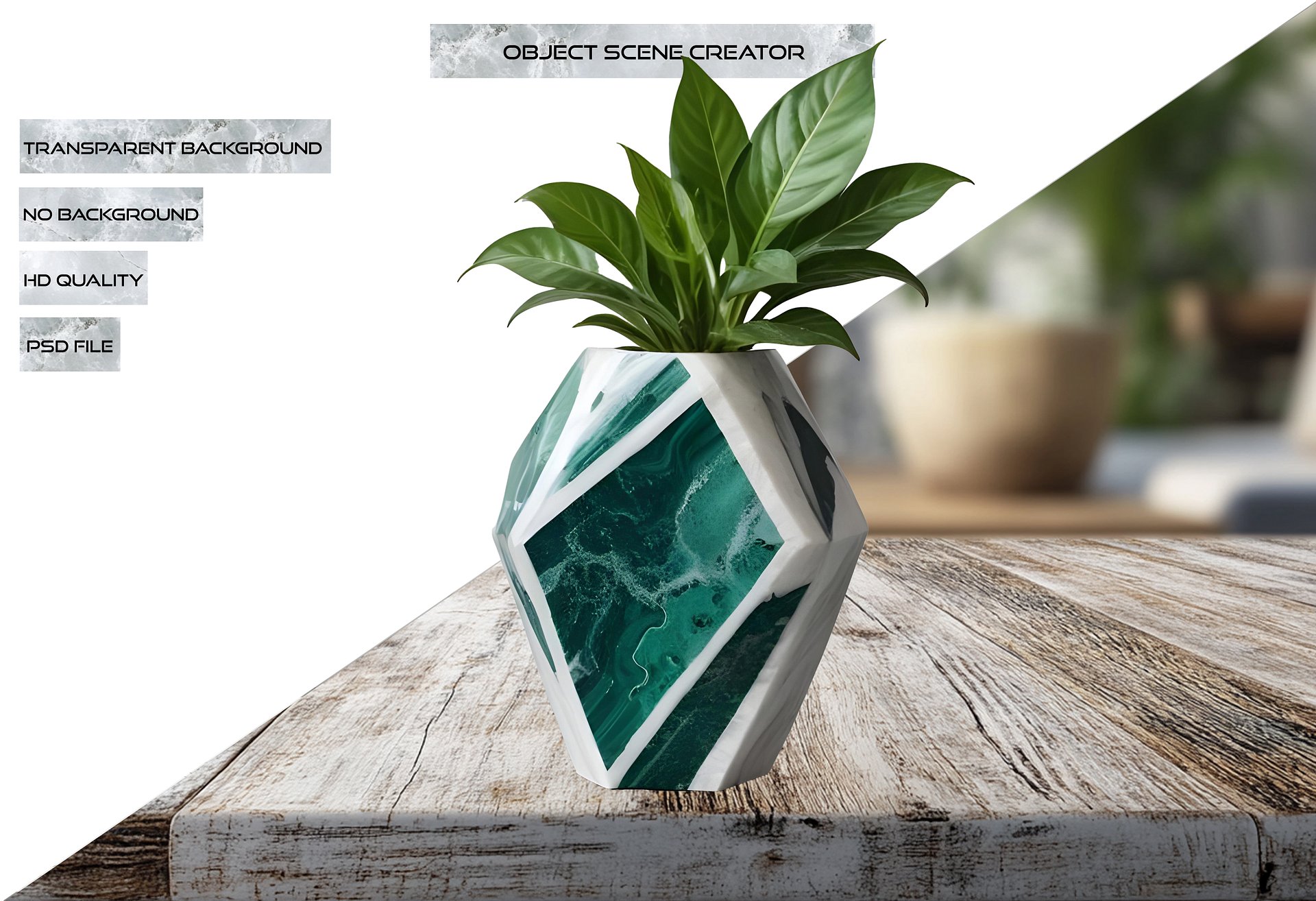 Aurora Verde - Vase Quartz & Malachite png product image (2)