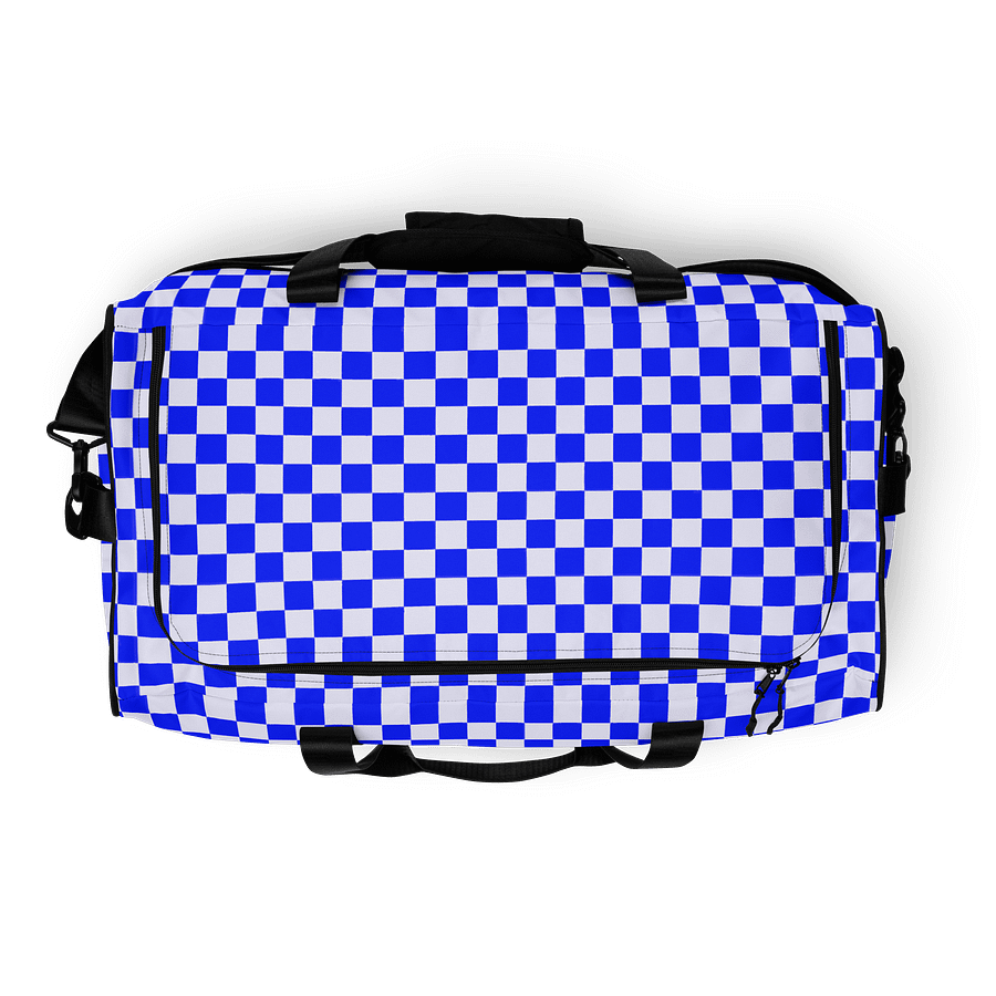 Checkered! Blue and White Checkers Duffel Bag product image (8)