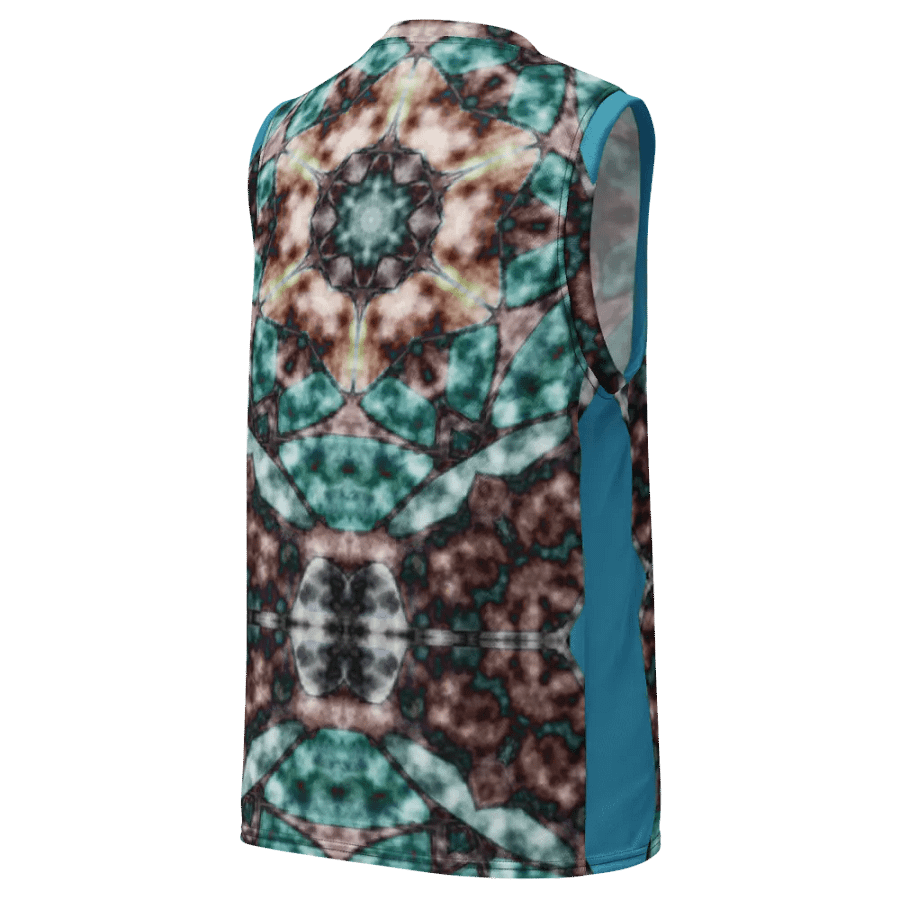 Bohemian 6 Pointed Madala Tuquoise and Brown/ All-Over Print Recycled Unisex Basketball Jersey by Sublicolor product image (2)