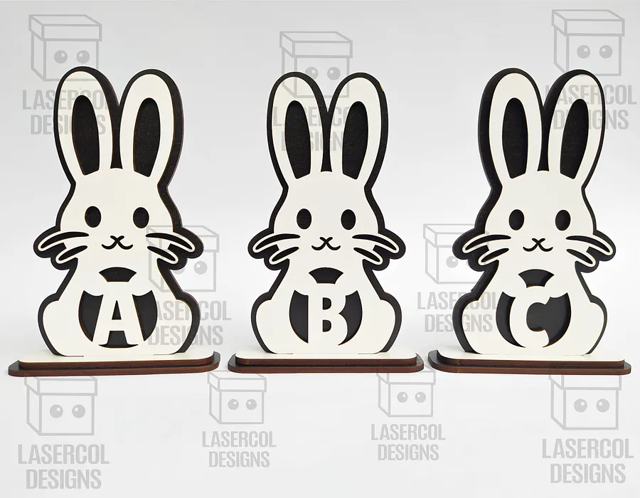 Easter Bunny Monogram Set 2 (3 Sizes) - Laser Cut Files product image (9)