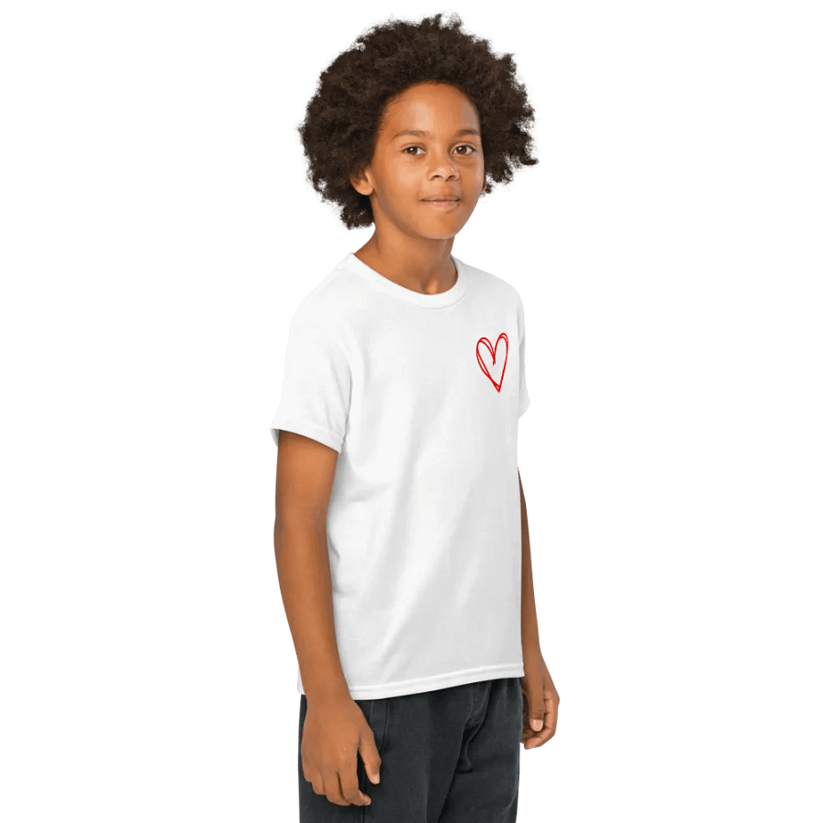 We Love Because He First Loved Us Youth White T-Shirt product image (3)