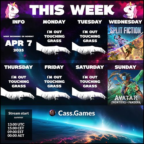 Doing a little bit of Split Fiction and @avatarfrontiers this week. I need to tend to real life this week! Come buy and hang ...