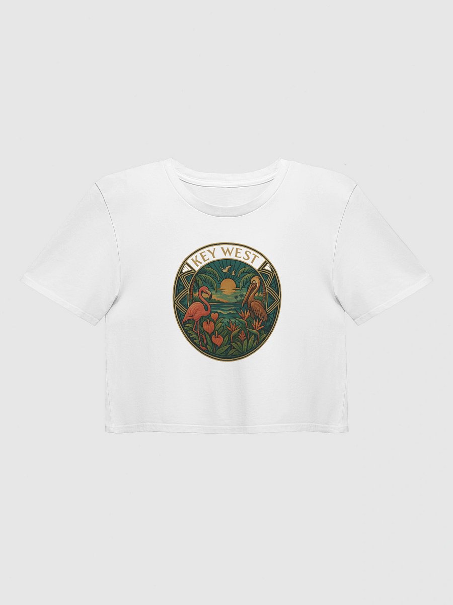 Key West Tropical Ladies Crop Top with Pelican and Flamingo product image (10)