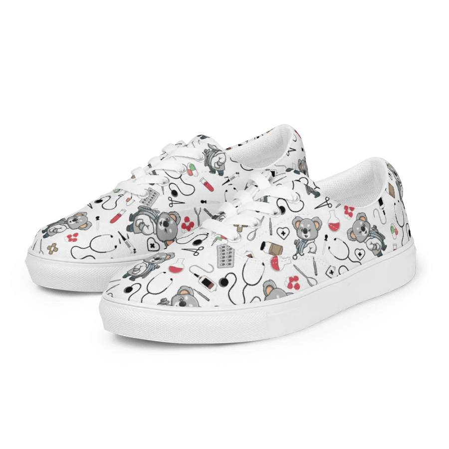 Cute Medical Koala Lace-up Canvas Shoes (White) product image (6)