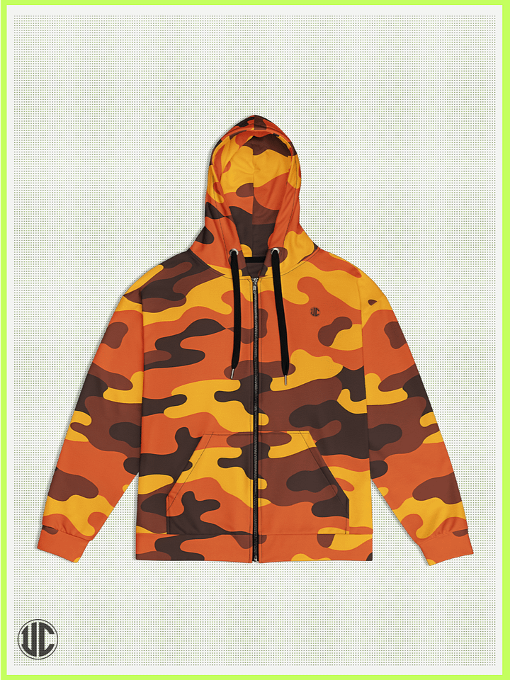 UnkoCon – Savage Sunset Orange Camo Zip Hoodie product image (1)