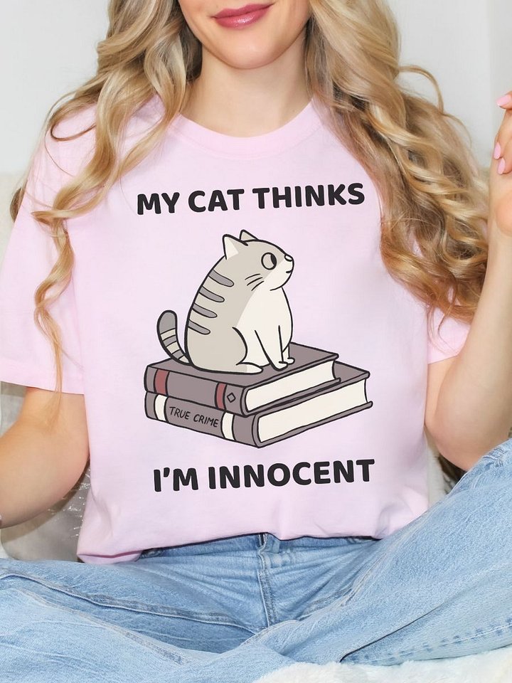 Hand-drawn Purr-fect Gift for Cat Moms Who Love Murder Mysteries - True Crime Graphic Tee product image (1)