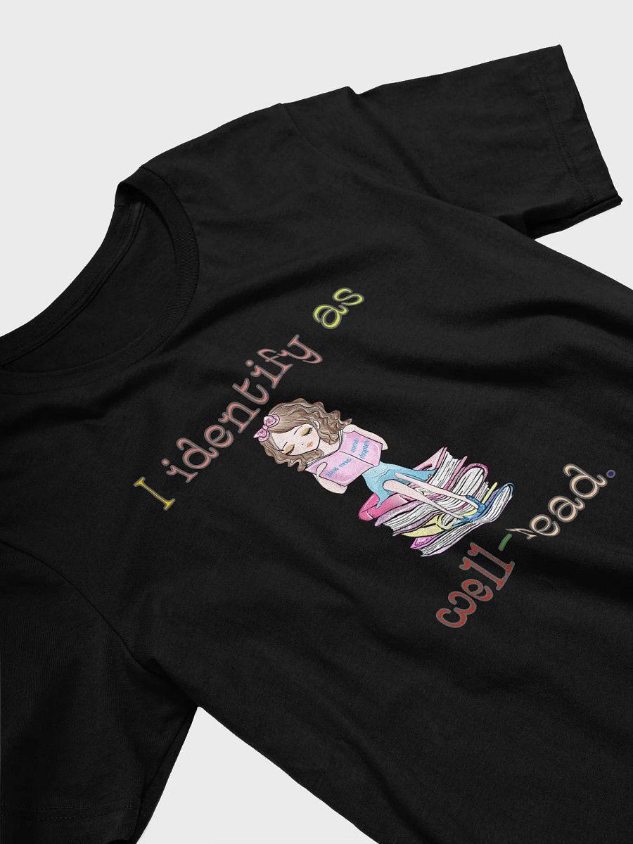 I Identify As Well-Read (Girl Sitting on a Stack of Books) Tee product image (3)