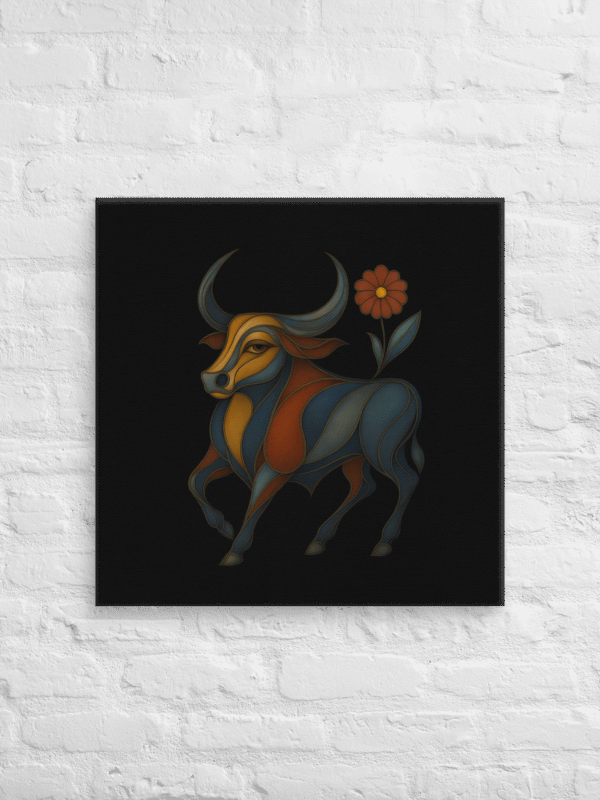 "Bull in Bloom" - Geometric Art Nouveau Bull Canvas product image (4)