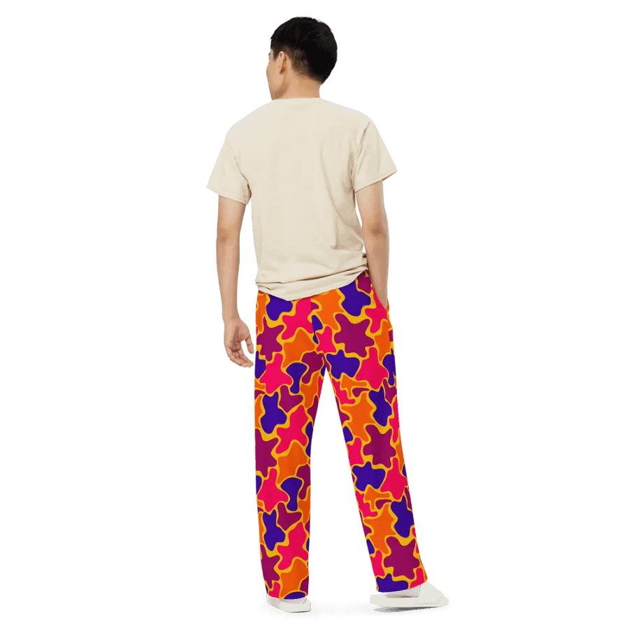 Multi Colored Pattern Blobs Unisex Wide leg Pants product image (5)