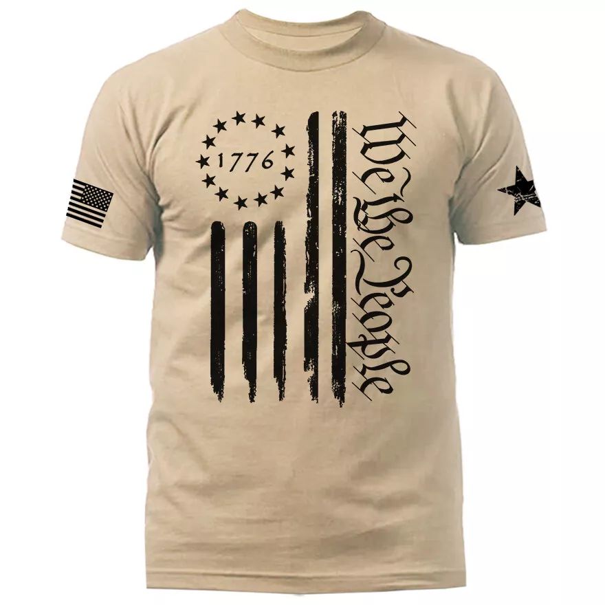 We The People Large Vertical US Flag American Pride Patriotic Graphic T-shirt product image (1)