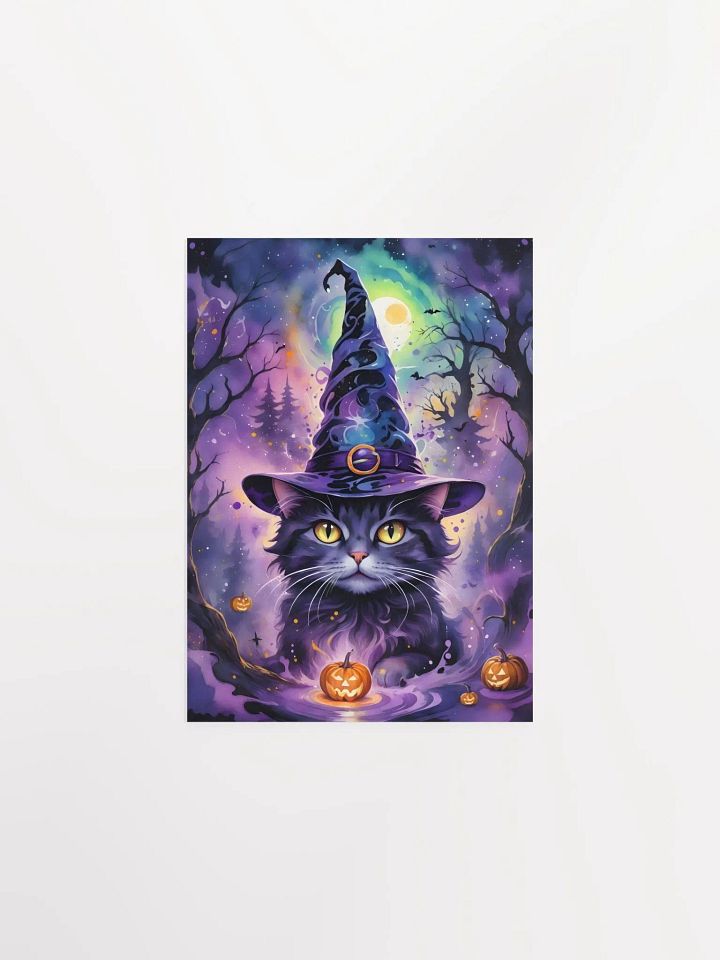 Fluffy Grey Cat Witch Poster product image (1)