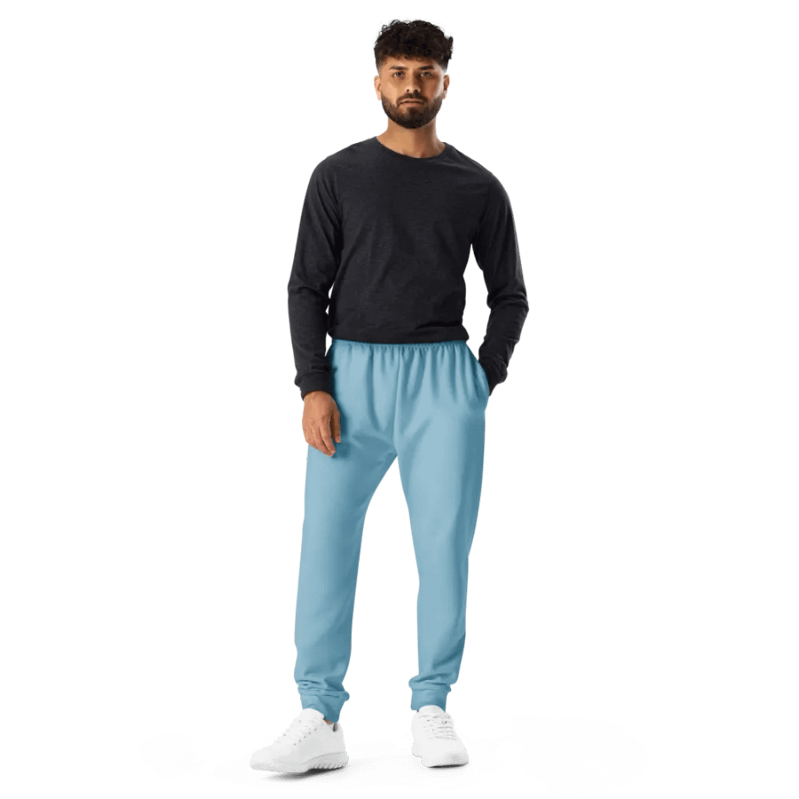 Plain Light Blue Soft Summer Recycled Polyester Premium Men's Joggers by Treasure Pie product image (11)
