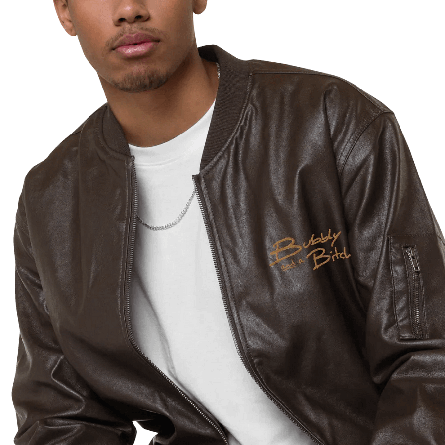 Bubbly and a B monochrome brown faux leather jacket product image (7)