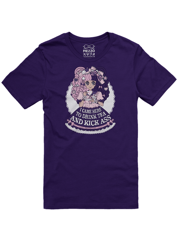 I Came Here to Drink Tea & Kick Ass (OTT, Pink) cotton t-shirt product image (5)