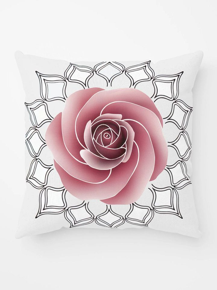 Rose Flower Mandala Throw Pillow - Decorative Floral Mandala Accent Cushion for Living Room & Bedroom product image (1)
