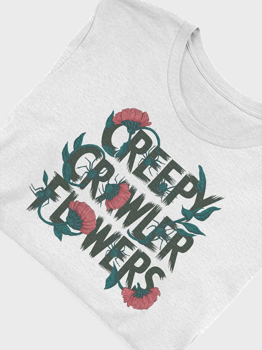 “Creepy Crawler Flowers” tee, Hauntingly beautiful florals, Spooky inspiration, Halloween fashion Eerie twist design, Dark floral shirt, Gothic style apparel, Bloom in darkness, Haunted garden theme product image (5)
