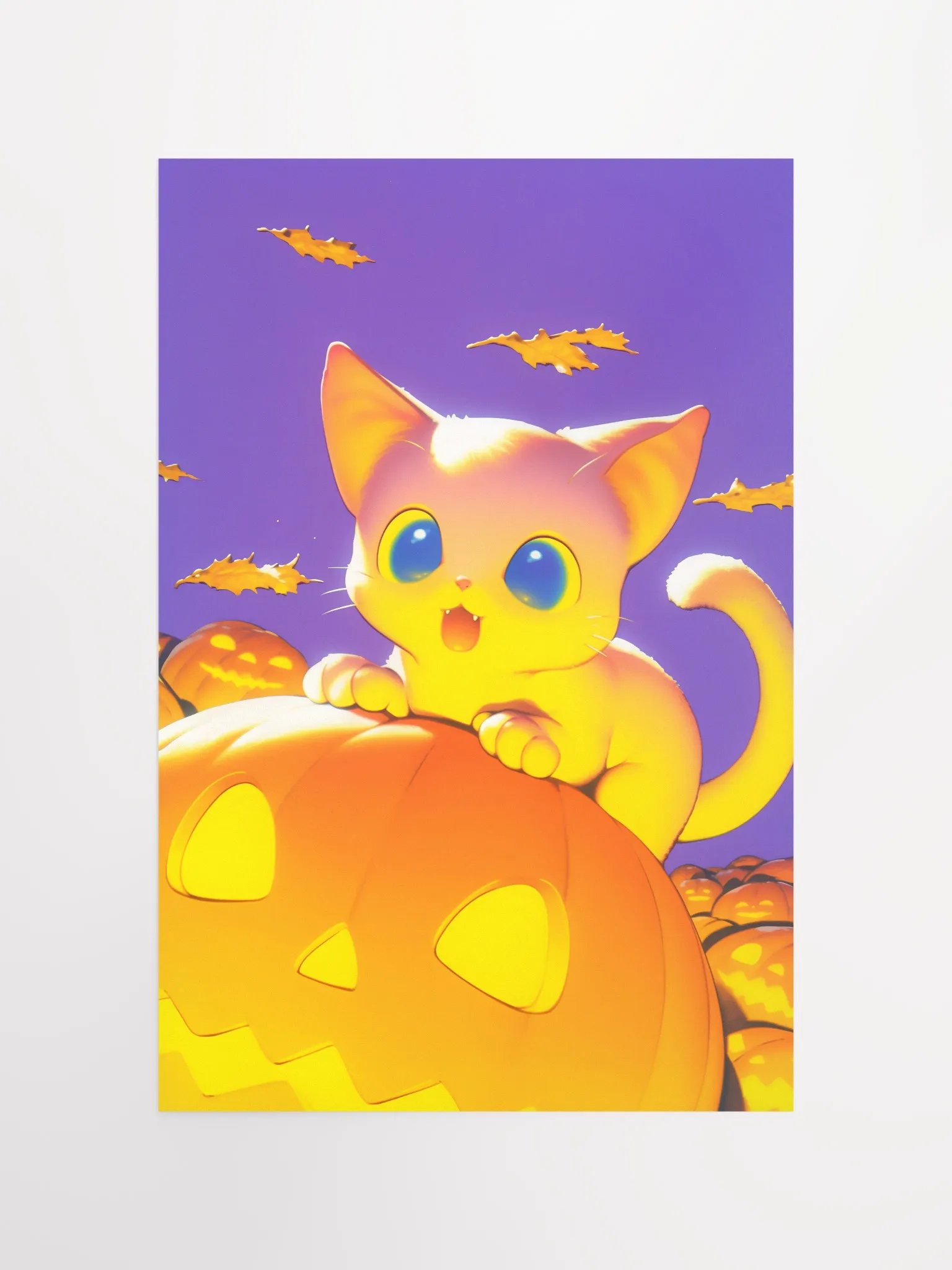 Smiling Kitten on Pumpkin Poster product image (4)