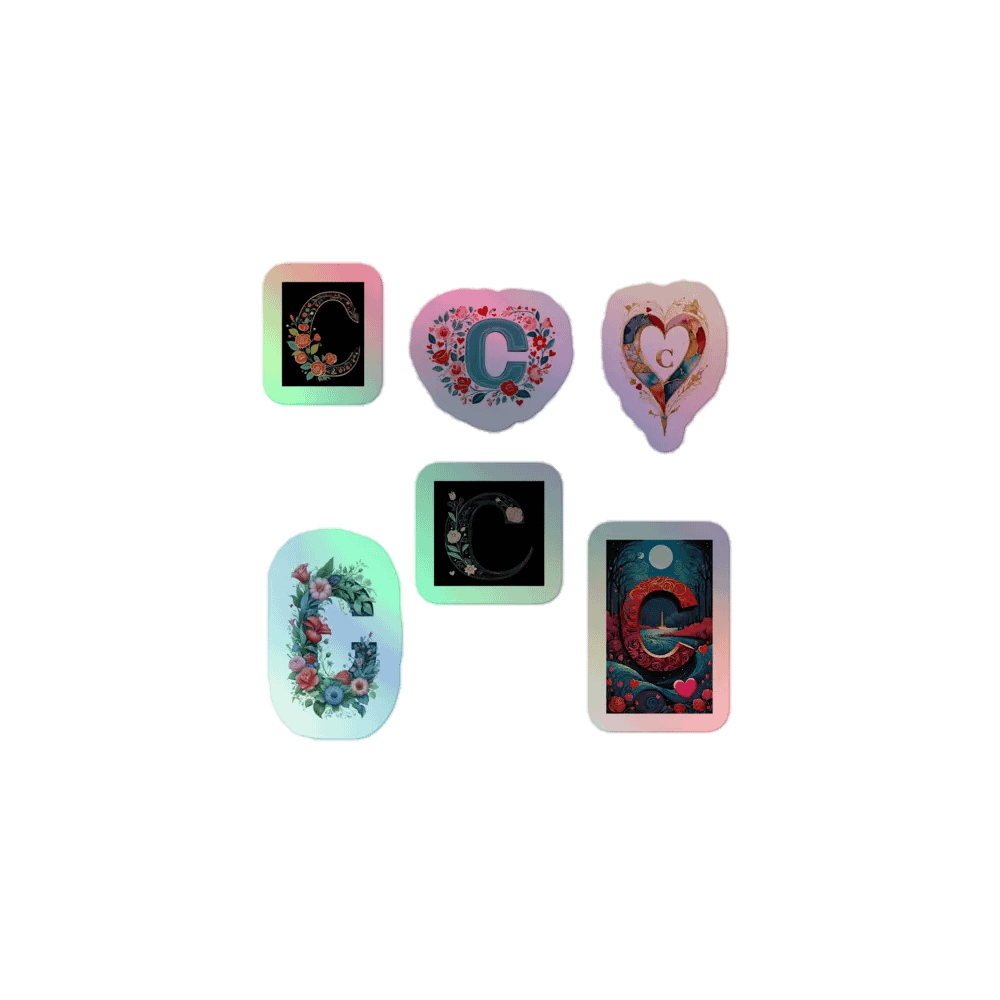 All C's Valentine’s Monogram Holo Sticker Pack product image (1)