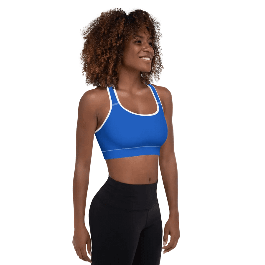 Plain Color Absolute Blue Padded Sports Bra product image (4)