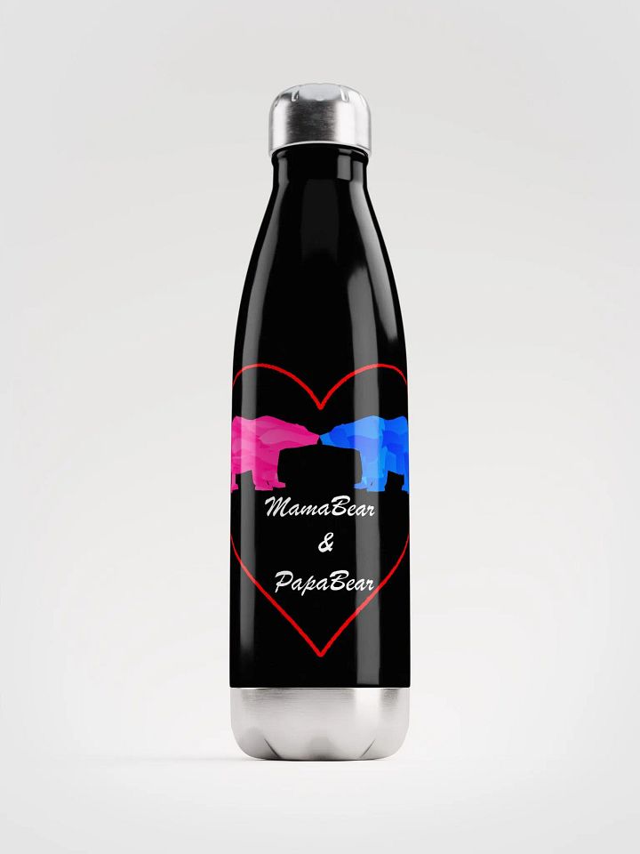 Mama & Papa Bear Water Bottle Black product image (1)