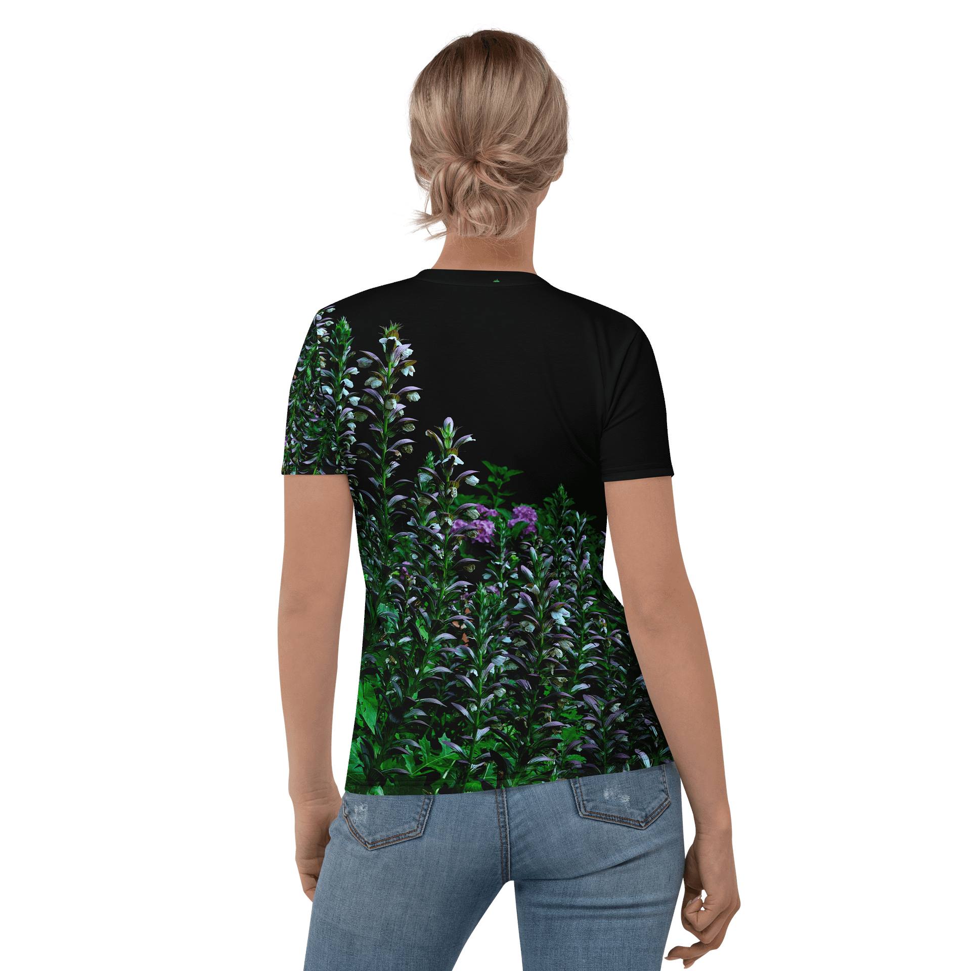 Damen T-Shirt mit Rundhalsausschnitt - Blumenkontrast product image (1)