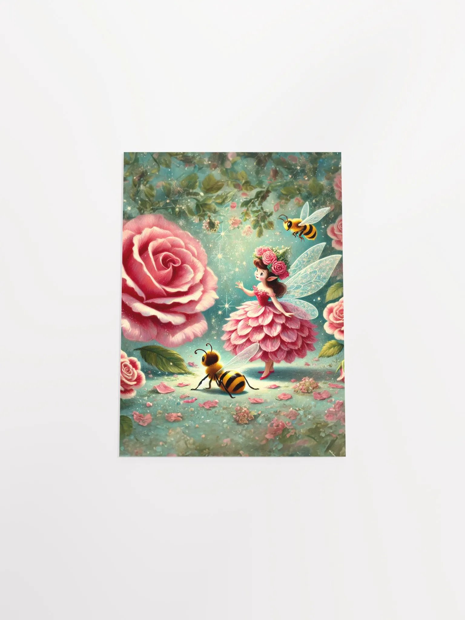 Pink Rose Fairy and Bees Premium Matte Poster product image (29)