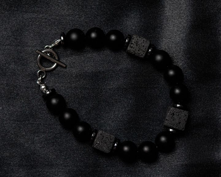 Onyx & Lava Stone Beaded Bracelet | Toggle Clasp product image (2)