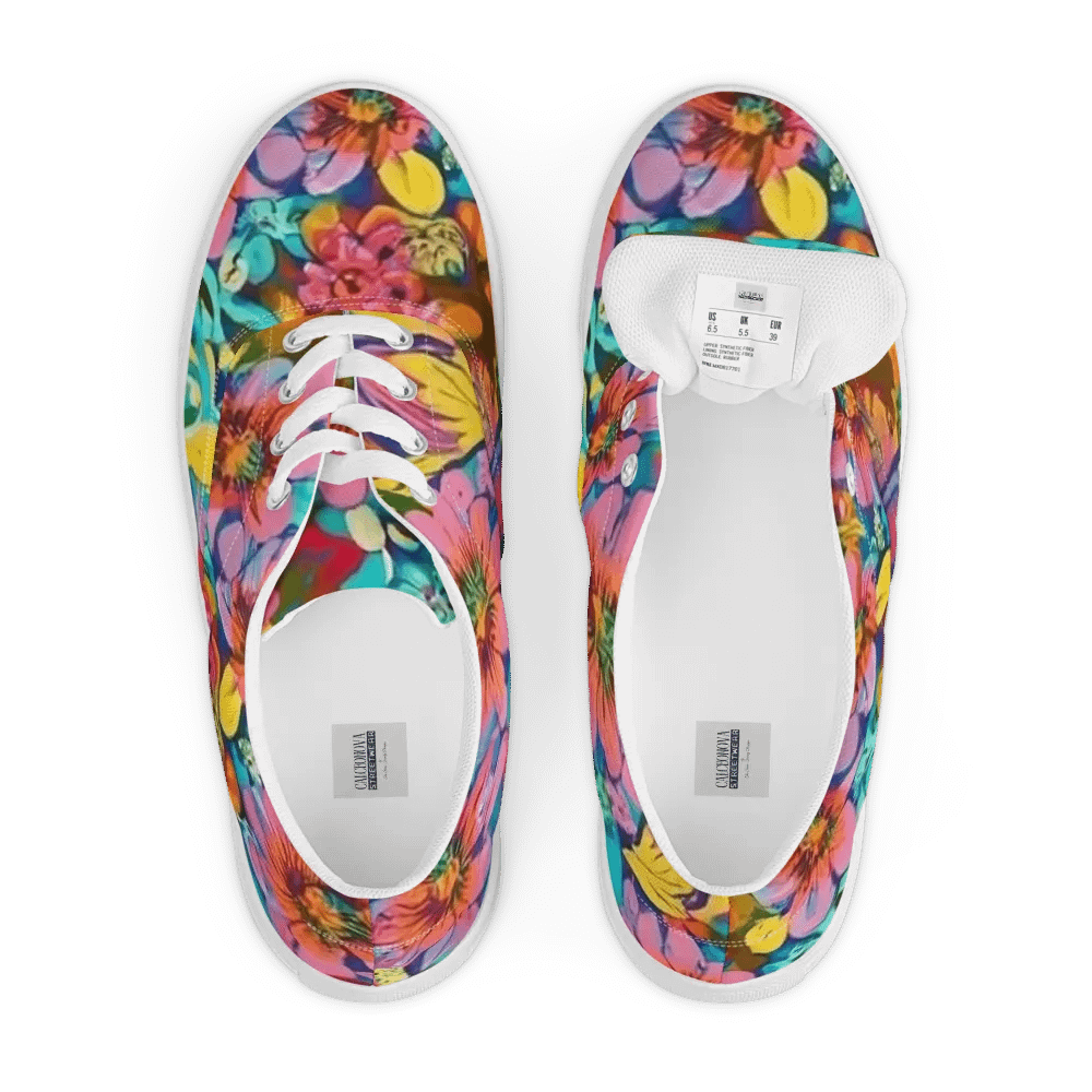 Abstract Floral Pastel 2 _ Custom Lace Up Shoes _ Calceonova Streetwear Woman Sneakers product image (8)