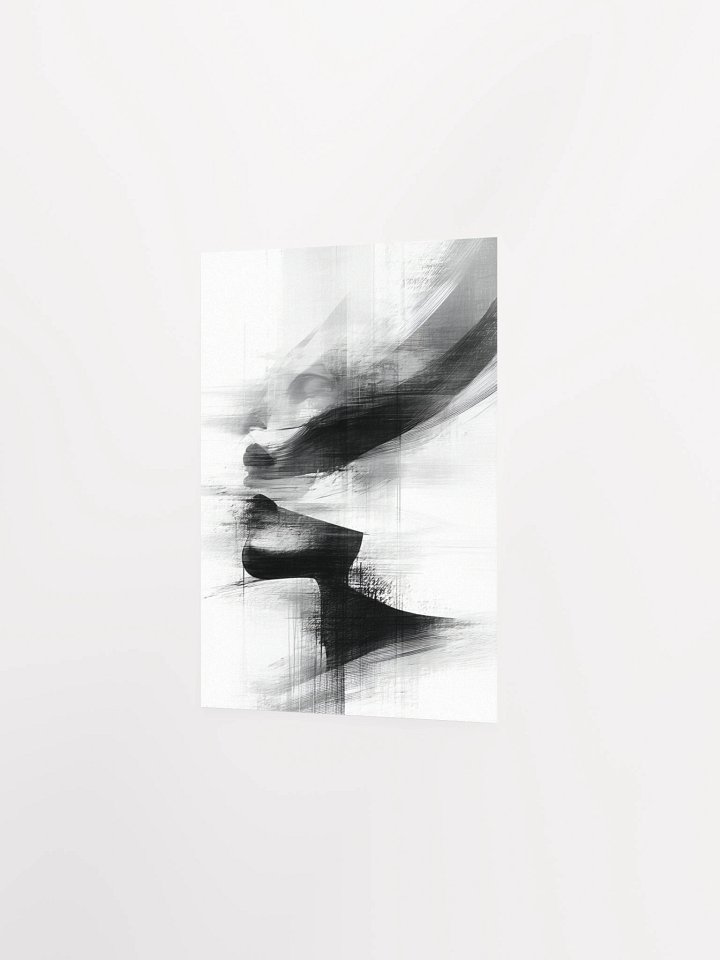 Fluidity in Motion Poster Black & White Abstract Minimalist Wall Art Print, Modern Monochrome product image (16)