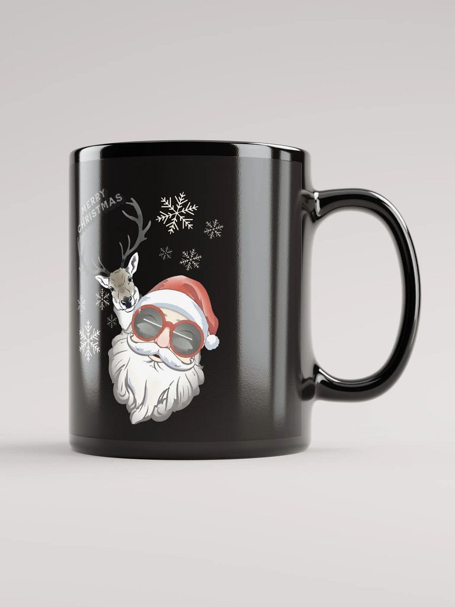 Cool Santa and Hip Reindeer Black Mug product image (2)