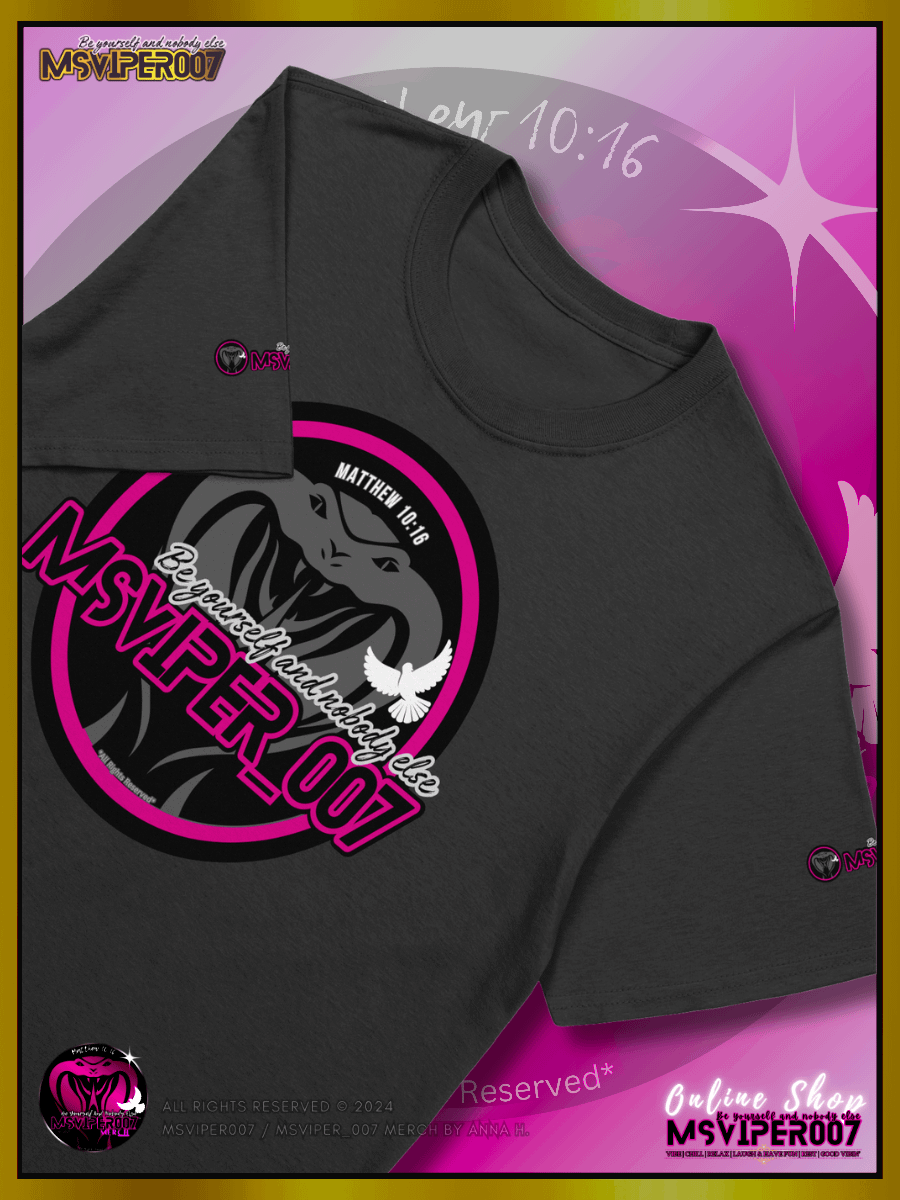 T-Shirt - "MsViper_007™ Brand Classic [pink/blk emblem] Support&Sport" - Streetwear/Cozy Lightweight T-Shirt By Anna H. product image (3)