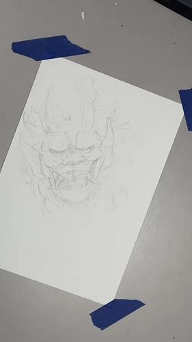 Oni Mask Live Drawing session