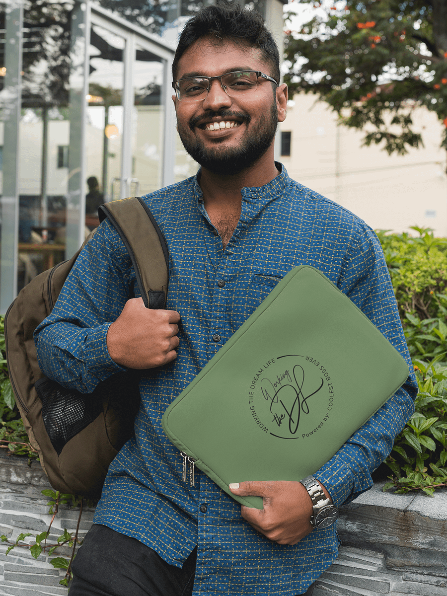 Premium Green Laptop Sleeve – Working The Dream Life | Sleek, Protective & Leadership-Ready (13” & 15”) product image (5)