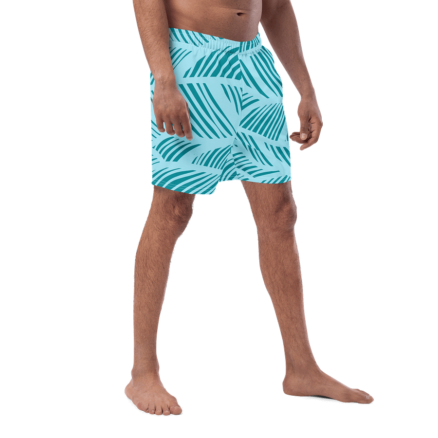 Teal Leaves All-Over Swim Trunks product image (3)