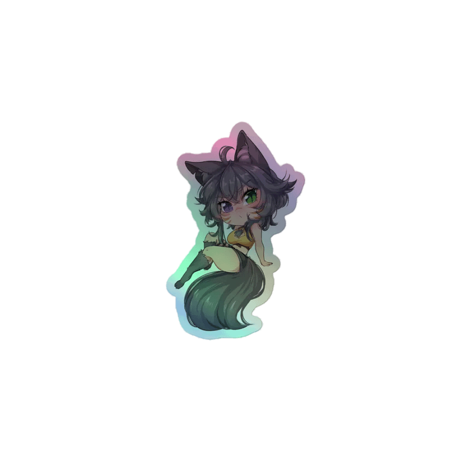 WolfcatRisi Broody Chibi Holographic Sticker product image (1)